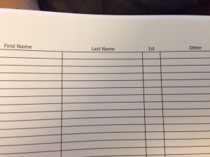 A yet-to-be-used name sheet - includes first book appears in and subsequent appearances.